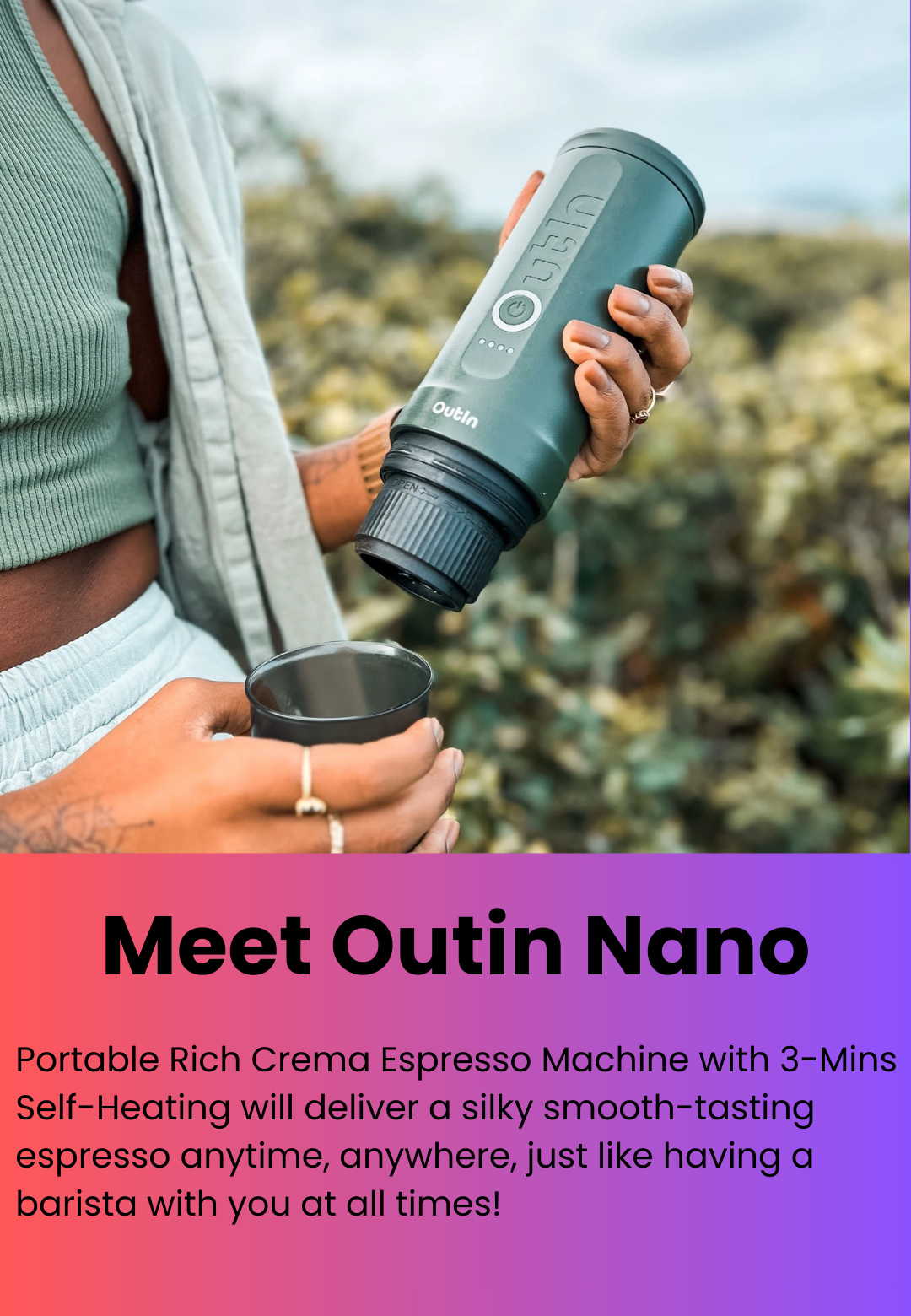 Portable Rich Crema Espresso Machine with 3-Mins Self-Heating will deliver a silky smooth-tasting espresso anytime, anywhere, just like having a barista with you at all times!