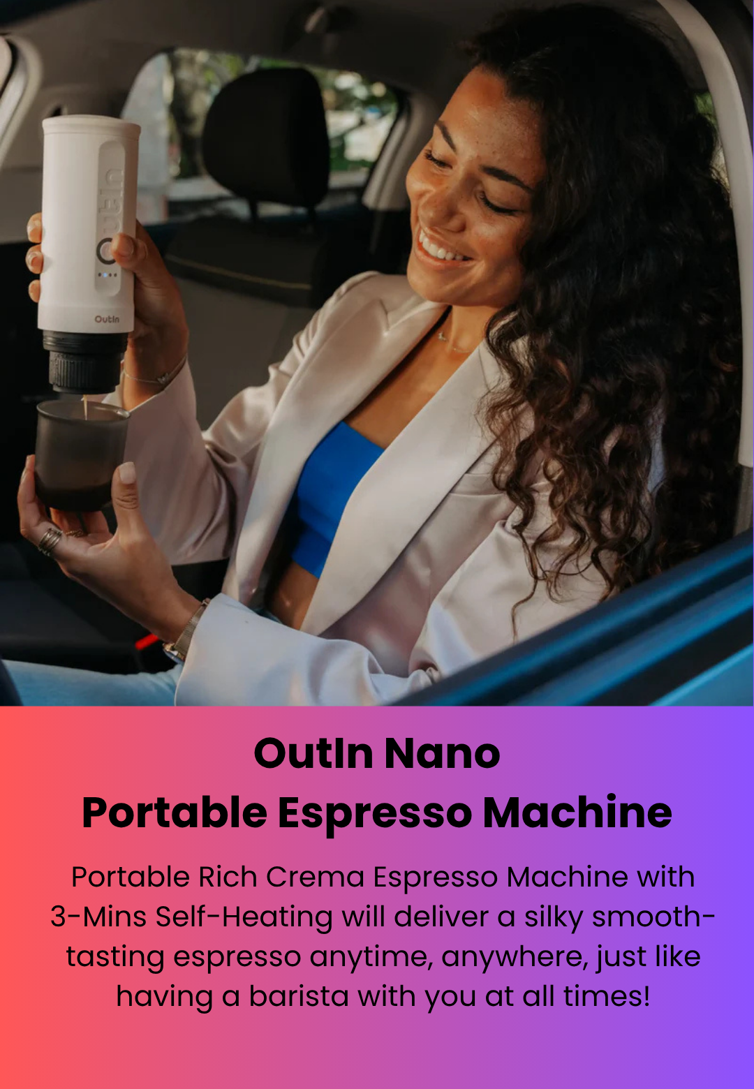 Portable Rich Crema Espresso Machine with 3-Mins Self-Heating will deliver a silky smooth-tasting espresso anytime, anywhere, just like having a barista with you at all times!